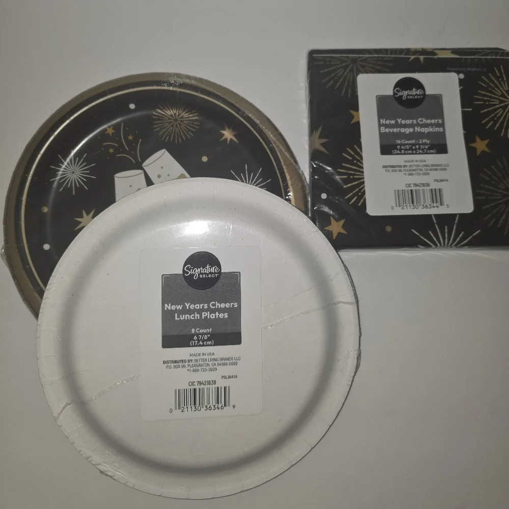 Gold and Black Celebration Plates and Napkins Set